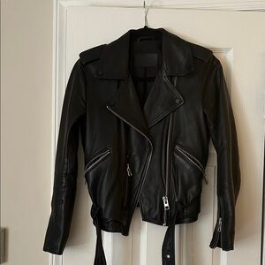 All Saints Black Leather Biker Jacket